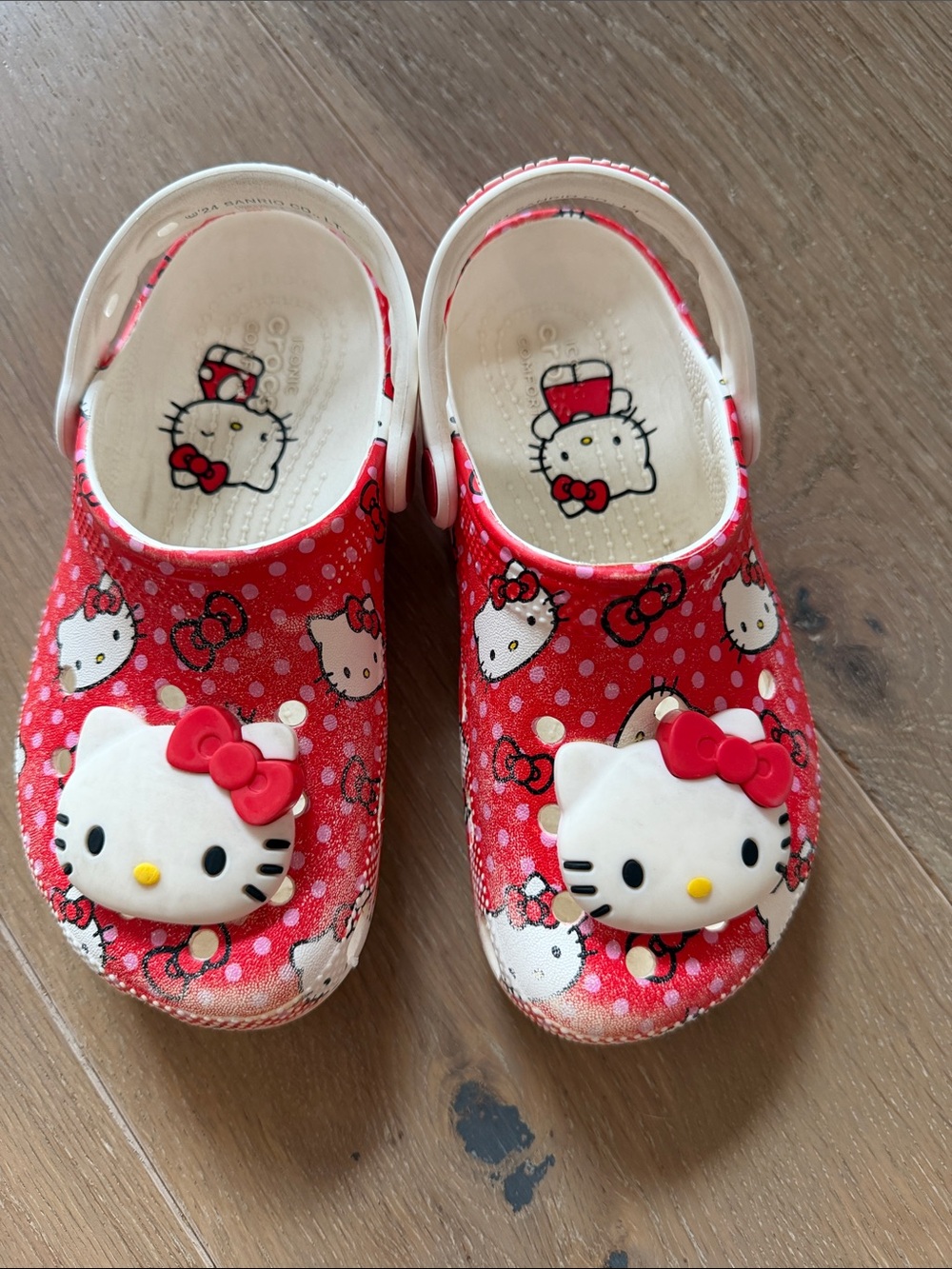 Hello Kitty Red and White Kids Slip-On Crocs